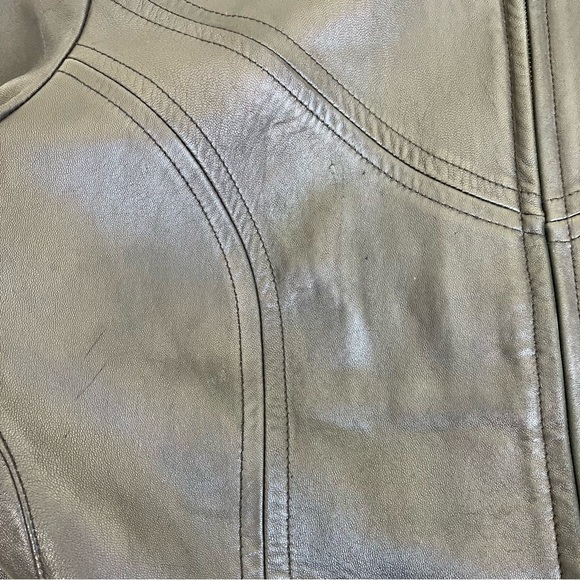 Preston & York Vintage Y2K Black Leather Zip-up Jacket Boxy Fit Mock Neck Sz XL - Picture 12 of 16